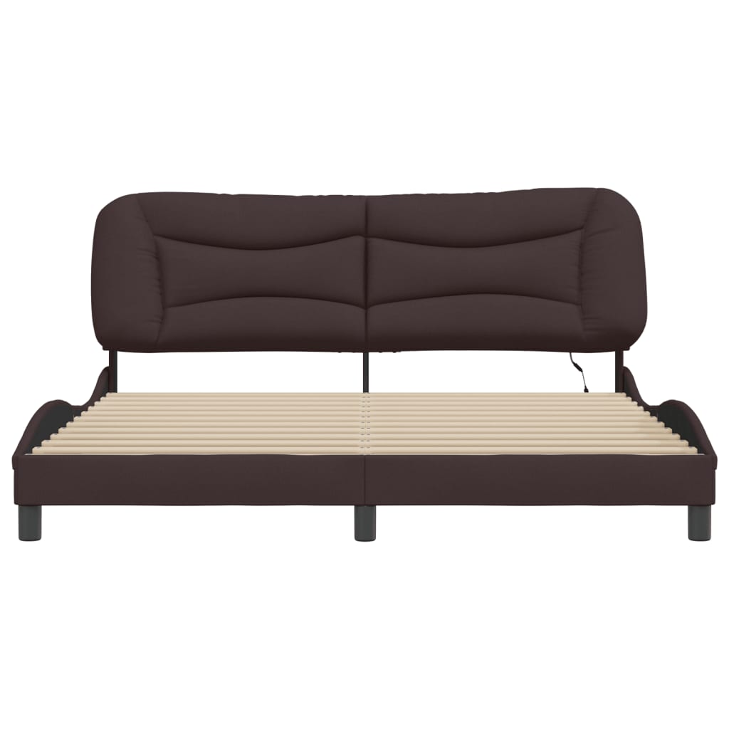 Bettgestell mit LED ohne Matratze "Hvar" Dunkelbraun 180x200 cm Stoff