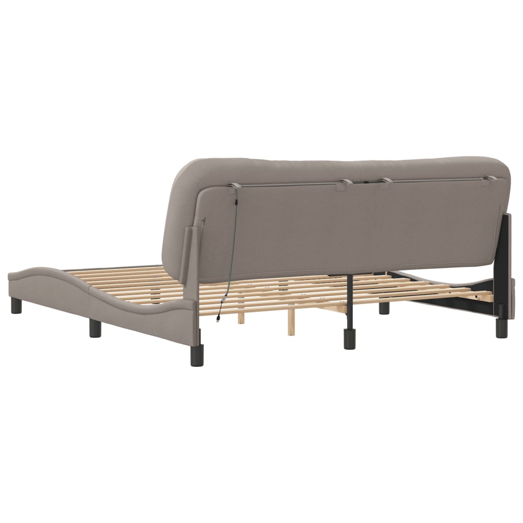 Bettgestell mit LED ohne Matratze "Hvar" Taupe 180x200 cm Stoff