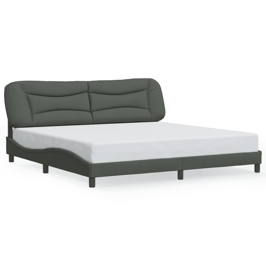 Bettgestell mit LED ohne Matratze "Hvar" Dunkelgrau 200x200 cm Stoff