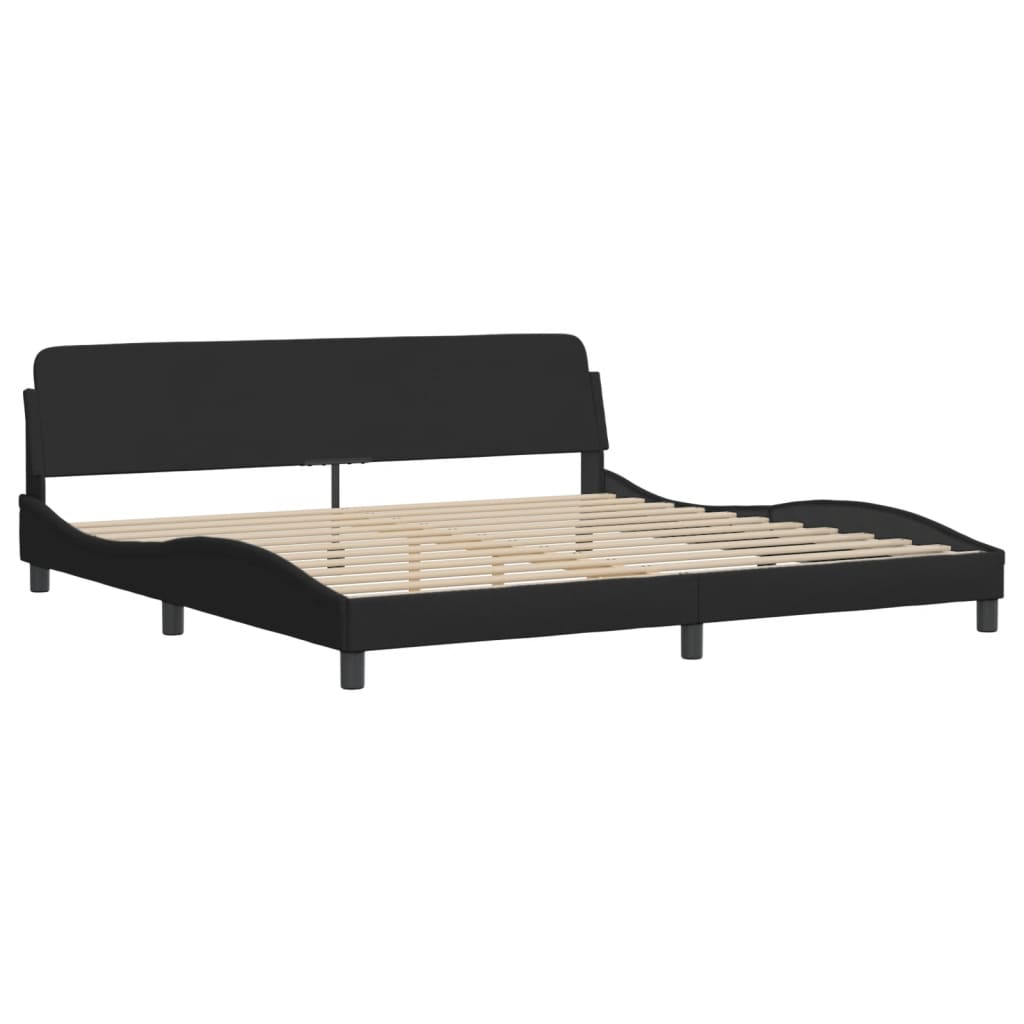 Bettgestell mit LED ohne Matratze "Hvar" Schwarz 200x200 cm Stoff
