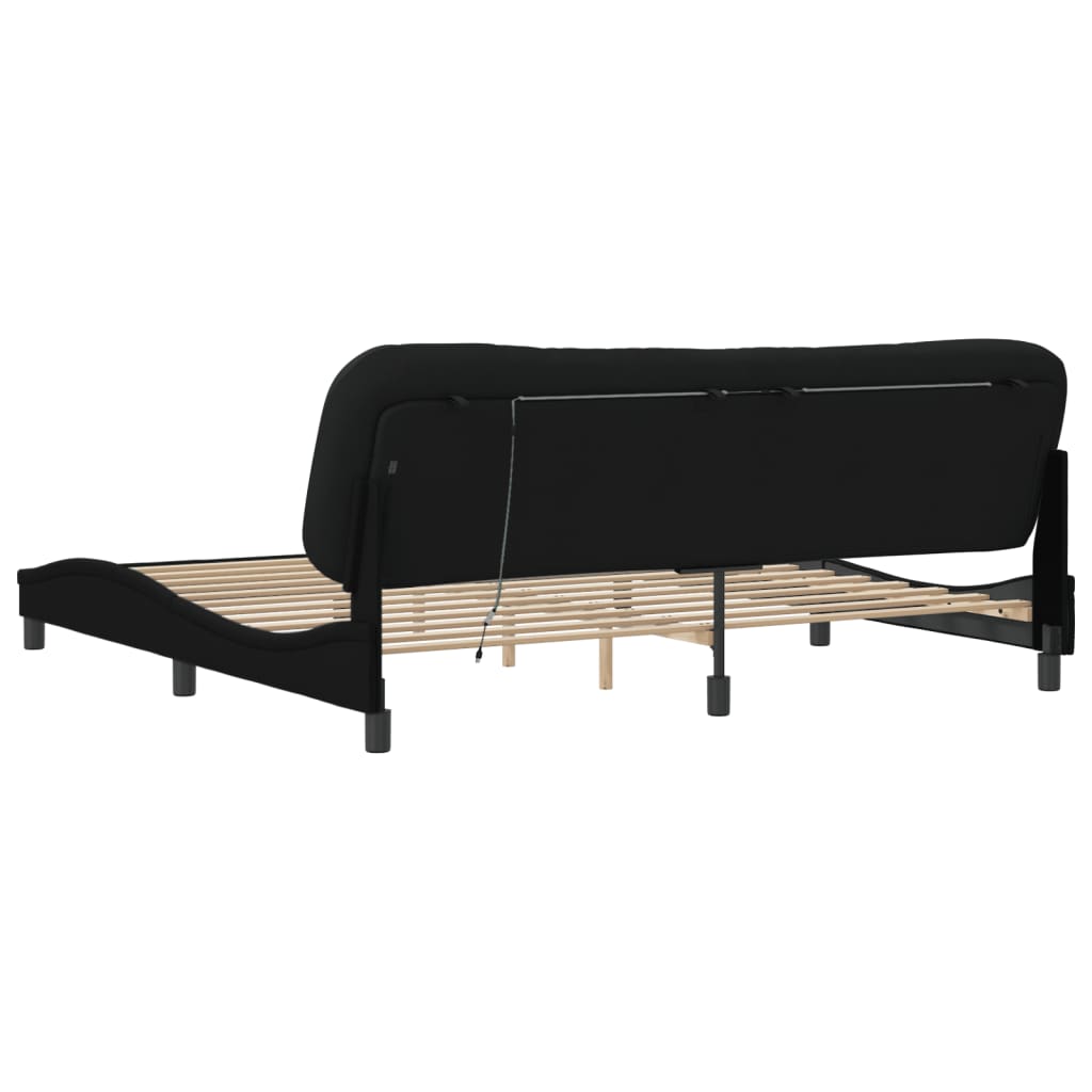 Bettgestell mit LED ohne Matratze "Hvar" Schwarz 200x200 cm Stoff