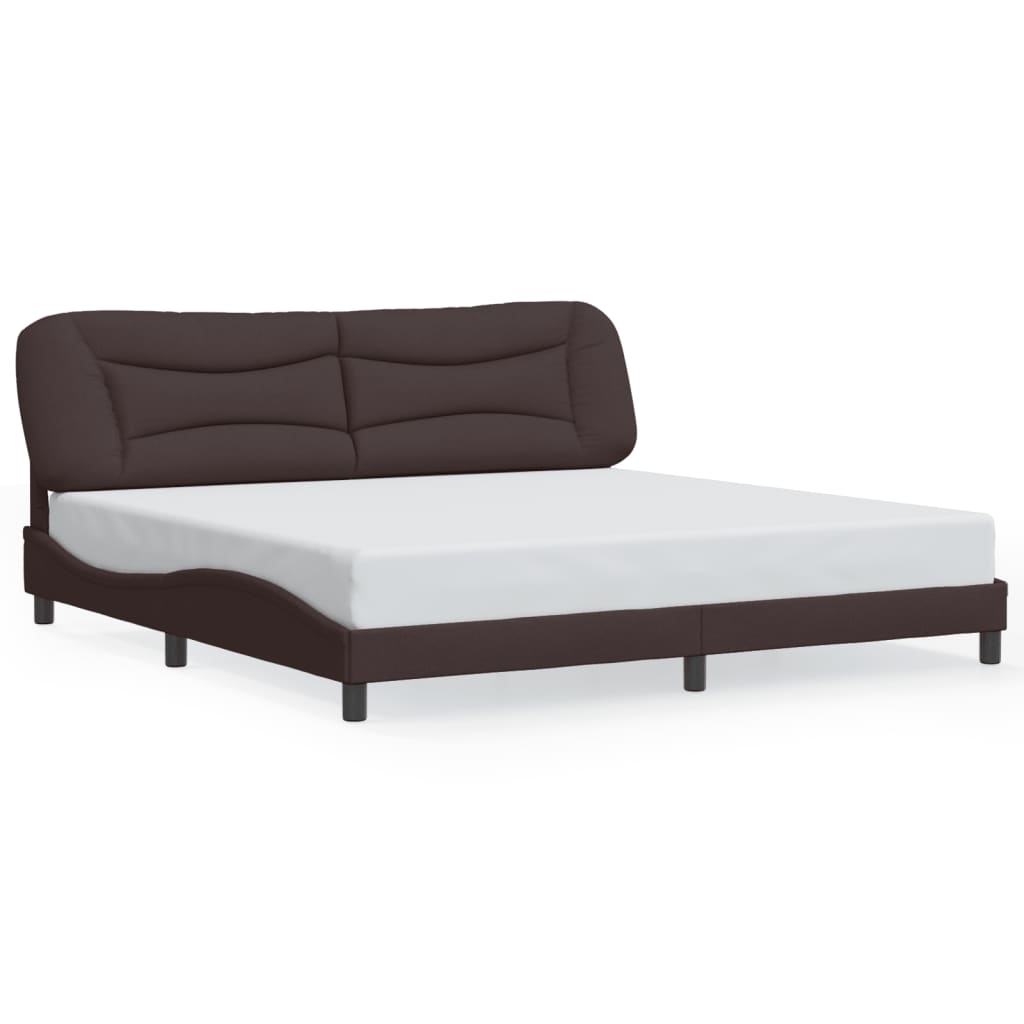 Bettgestell mit LED ohne Matratze "Hvar" Dunkelbraun 200x200 cm Stoff