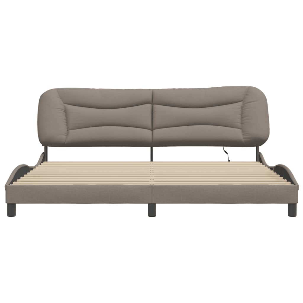 Bettgestell mit LED ohne Matratze "Hvar" Taupe 200x200 cm Stoff