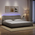 Bettgestell mit LED ohne Matratze "Hvar" Taupe 200x200 cm Stoff
