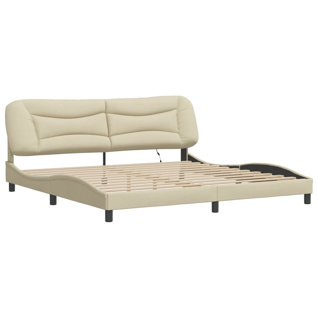 Bettgestell mit LED ohne Matratze "Hvar" Creme 200x200 cm Stoff