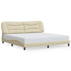Bettgestell mit LED ohne Matratze "Hvar" Creme 200x200 cm Stoff