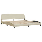 Bettgestell mit LED ohne Matratze "Hvar" Creme 200x200 cm Stoff