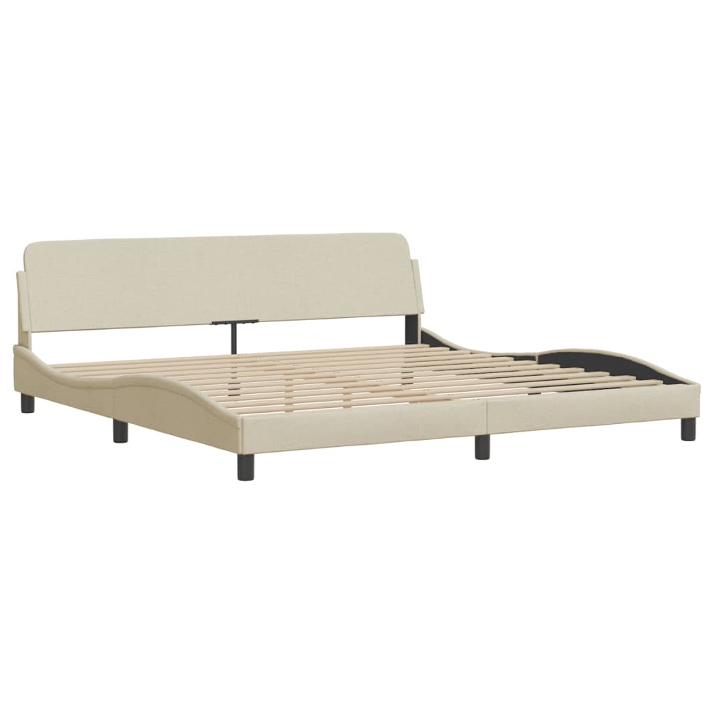 Bettgestell mit LED ohne Matratze "Hvar" Creme 200x200 cm Stoff