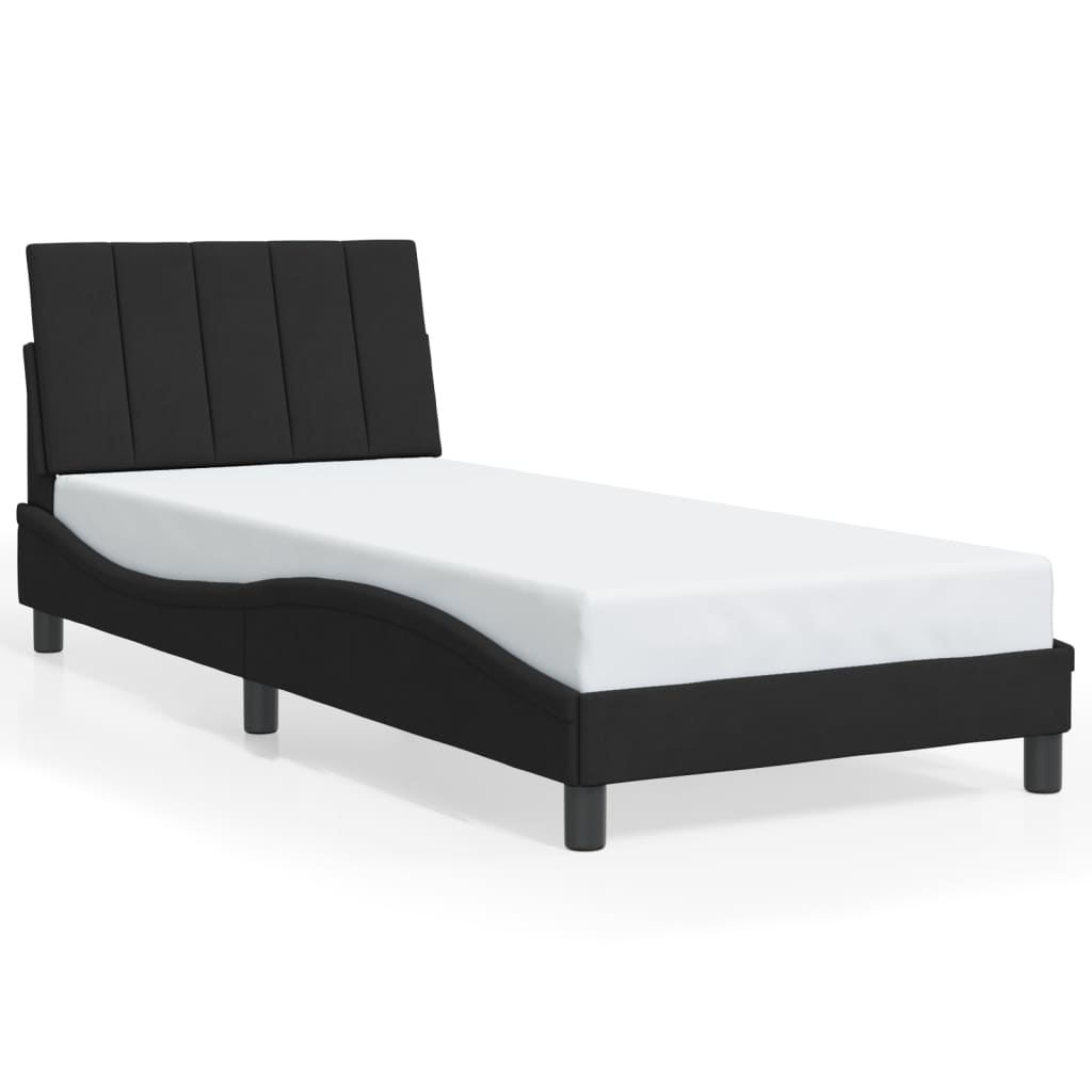 Bettgestell mit LED ohne Matratze "Hanko" Schwarz 80x200 cm Samt