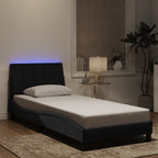 Bettgestell mit LED ohne Matratze "Hanko" Schwarz 80x200 cm Samt