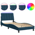 Bettgestell mit LED ohne Matratze "Hanko" Blau 80x200 cm Samt