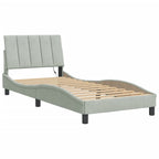 Bettgestell mit LED ohne Matratze "Hanko" Hellgrau 90x190 cm Samt