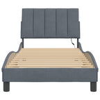 Bettgestell mit LED ohne Matratze "Hanko" Dunkelgrau 90x190 cm Samt