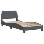 Bettgestell mit LED ohne Matratze "Hanko" Dunkelgrau 90x190 cm Samt