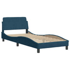 Bettgestell mit LED ohne Matratze "Hanko" Blau 90x190 cm Samt