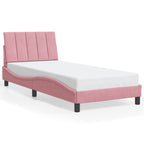 Bettgestell mit LED ohne Matratze "Hanko" Rosa 90x190 cm Samt