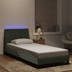 Bettgestell mit LED ohne Matratze "Hanko" Hellgrau 90x200 cm Samt