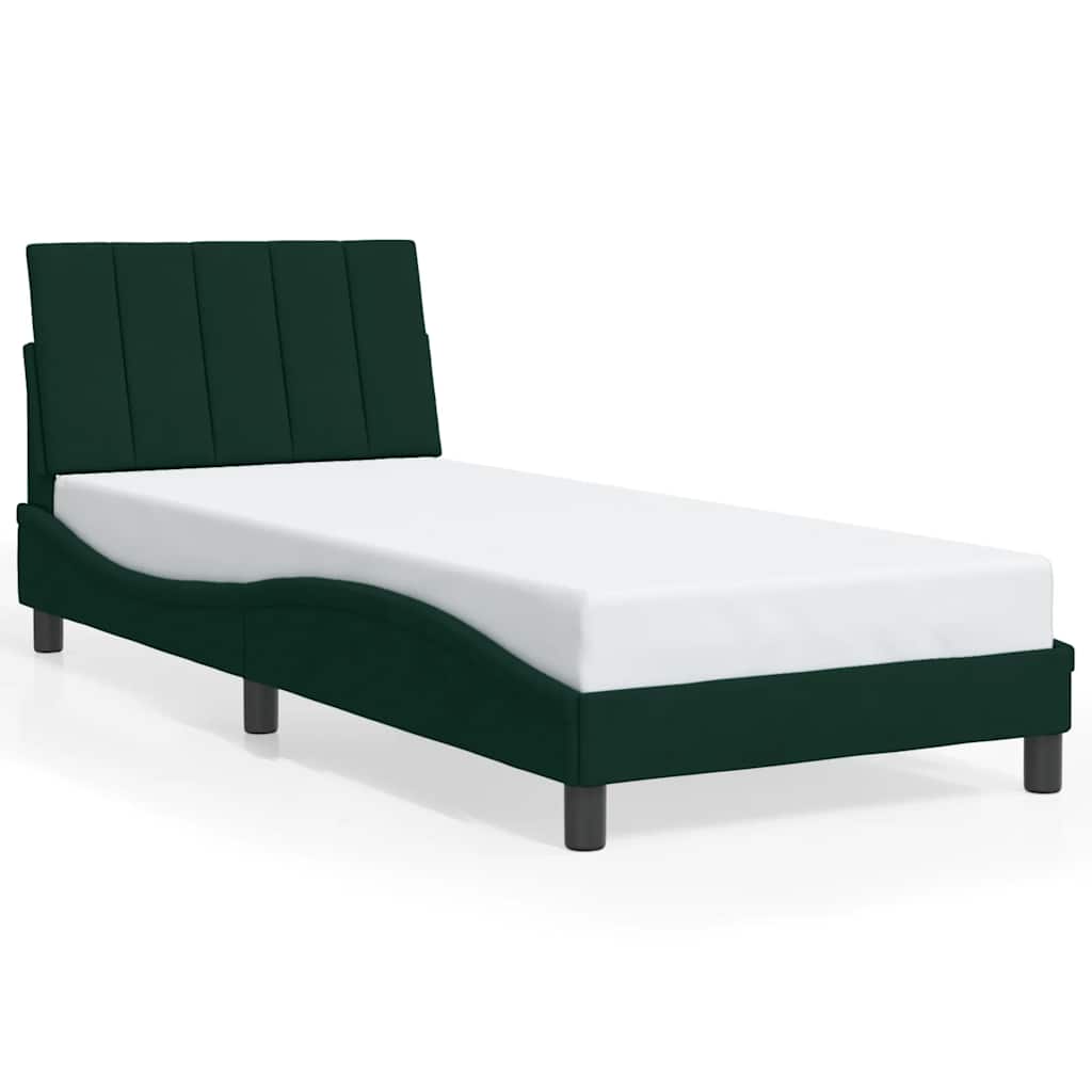Bettgestell mit LED ohne Matratze "Hanko" Dunkelgrün 90x200 cm Samt