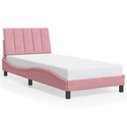 Bettgestell mit LED ohne Matratze "Hanko" Rosa 90x200 cm Samt