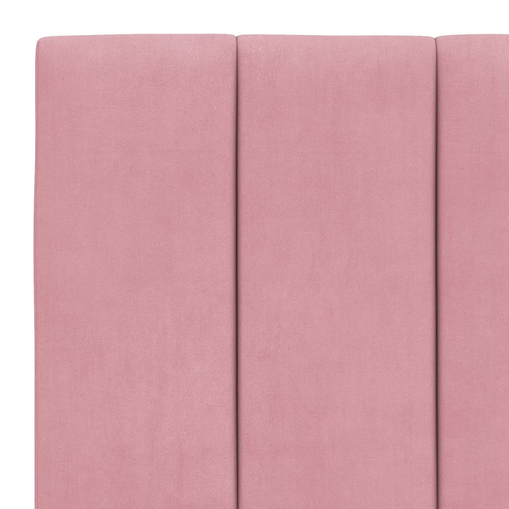 Bettgestell mit LED ohne Matratze "Hanko" Rosa 90x200 cm Samt