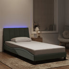 Bettgestell mit LED ohne Matratze "Hanko" Hellgrau 100x200 cm Samt