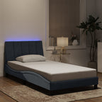 Bettgestell mit LED ohne Matratze "Hanko" Dunkelgrau 100x200 cm Samt