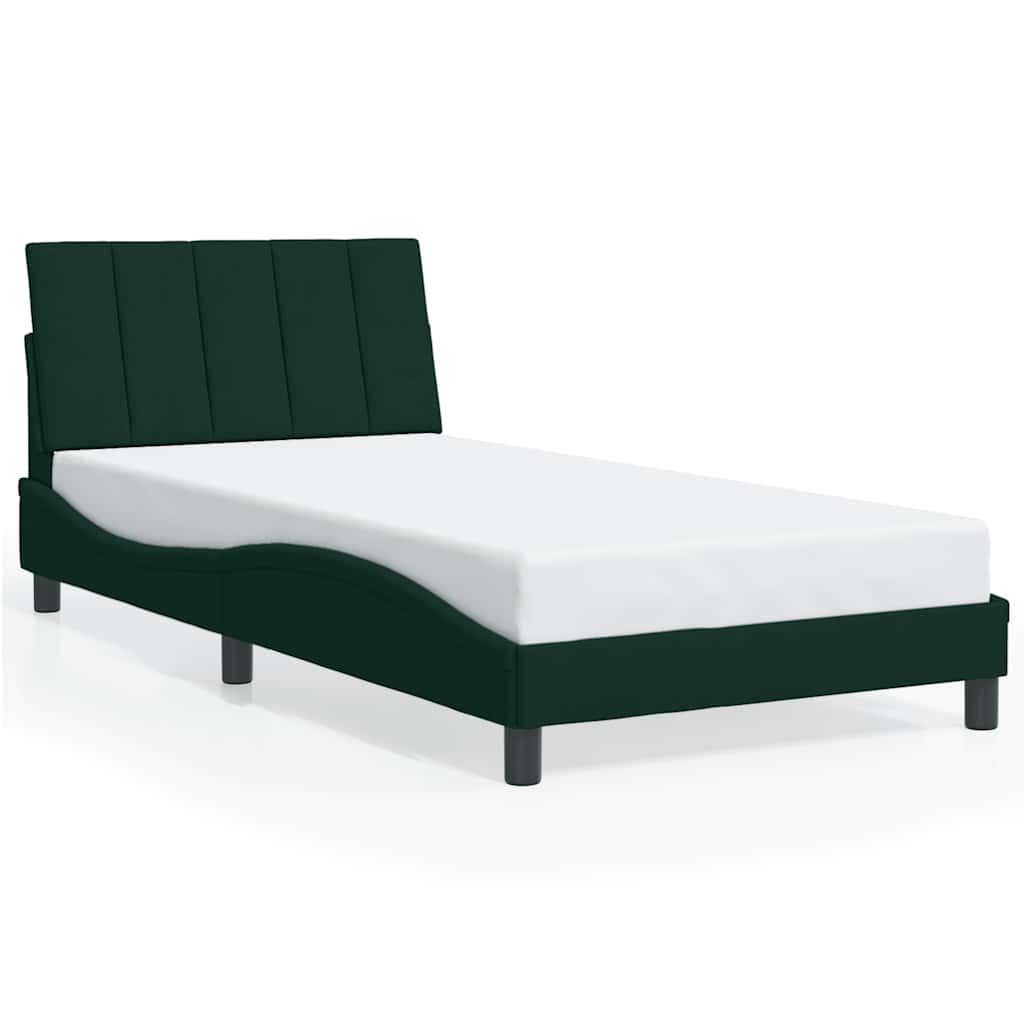 Bettgestell mit LED ohne Matratze "Hanko" Dunkelgrün 100x200 cm Samt