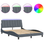 Bettgestell mit LED ohne Matratze "Hanko" Dunkelgrau 120x200 cm Samt