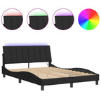 Bettgestell mit LED ohne Matratze "Hanko" Schwarz 120x200 cm Samt