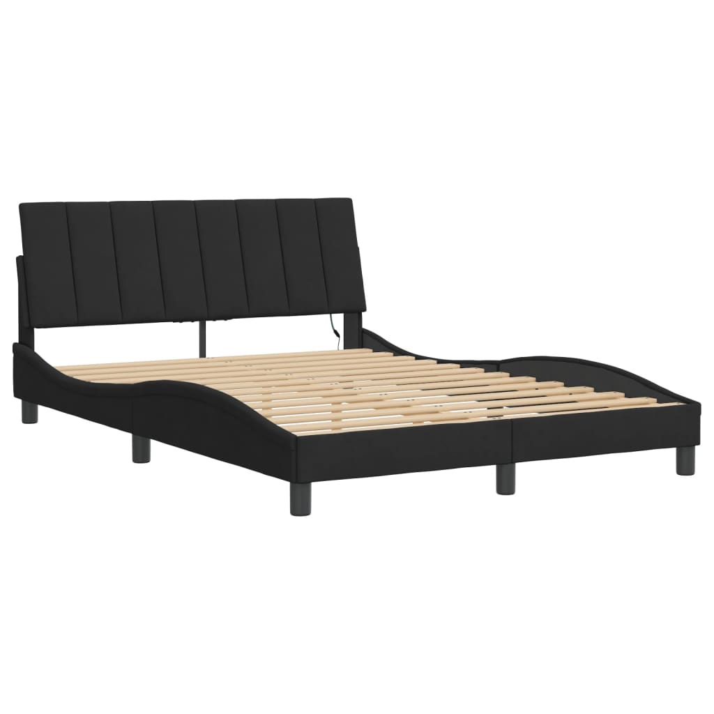 Bettgestell mit LED ohne Matratze "Hanko" Schwarz 120x200 cm Samt