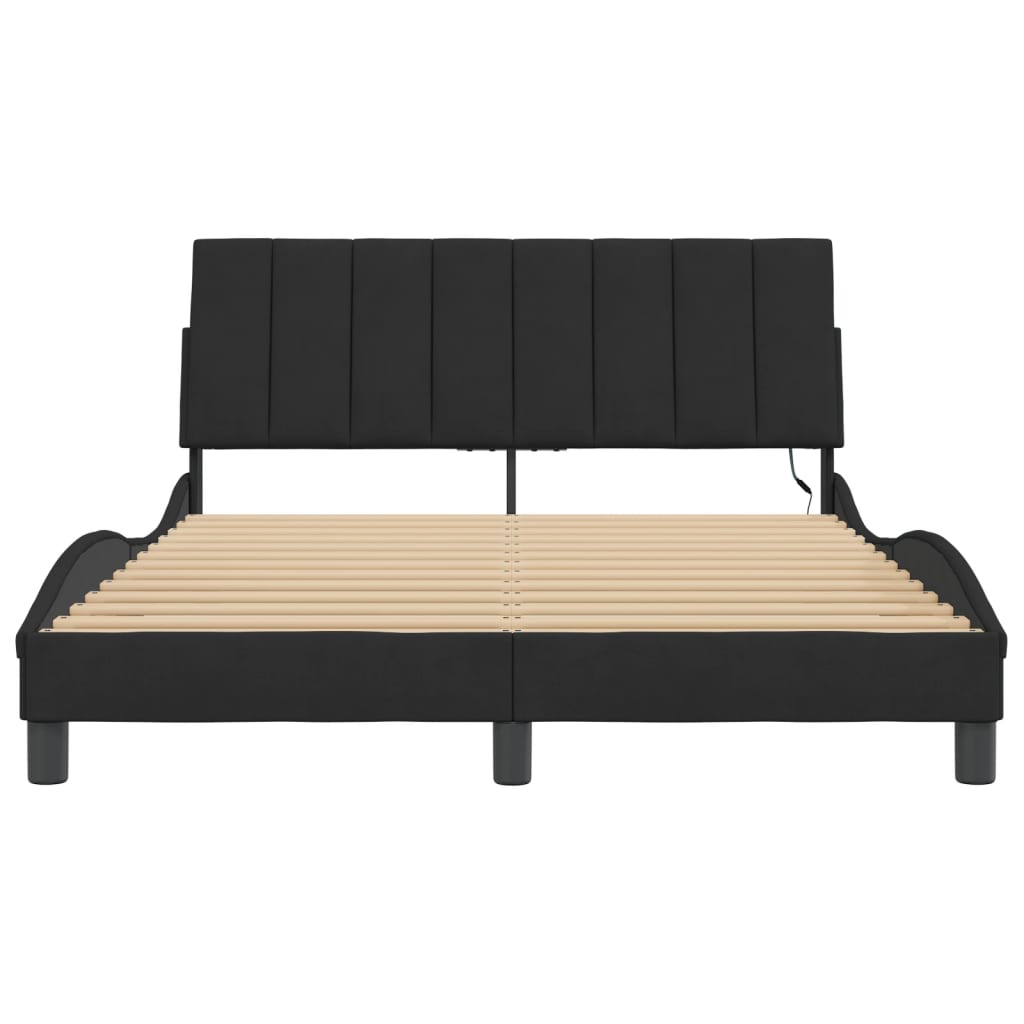 Bettgestell mit LED ohne Matratze "Hanko" Schwarz 120x200 cm Samt