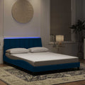 Bettgestell mit LED ohne Matratze "Hanko" Blau 120x200 cm Samt