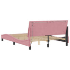 Bettgestell mit LED ohne Matratze "Hanko" Rosa 120x200 cm Samt