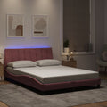 Bettgestell mit LED ohne Matratze "Hanko" Rosa 120x200 cm Samt