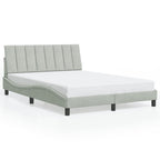 Bettgestell mit LED ohne Matratze "Hanko" Hellgrau 140x190 cm Samt