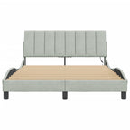 Bettgestell mit LED ohne Matratze "Hanko" Hellgrau 140x190 cm Samt