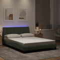 Bettgestell mit LED ohne Matratze "Hanko" Hellgrau 140x190 cm Samt