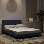 Bettgestell mit LED ohne Matratze "Hanko" Dunkelgrau 140x190 cm Samt