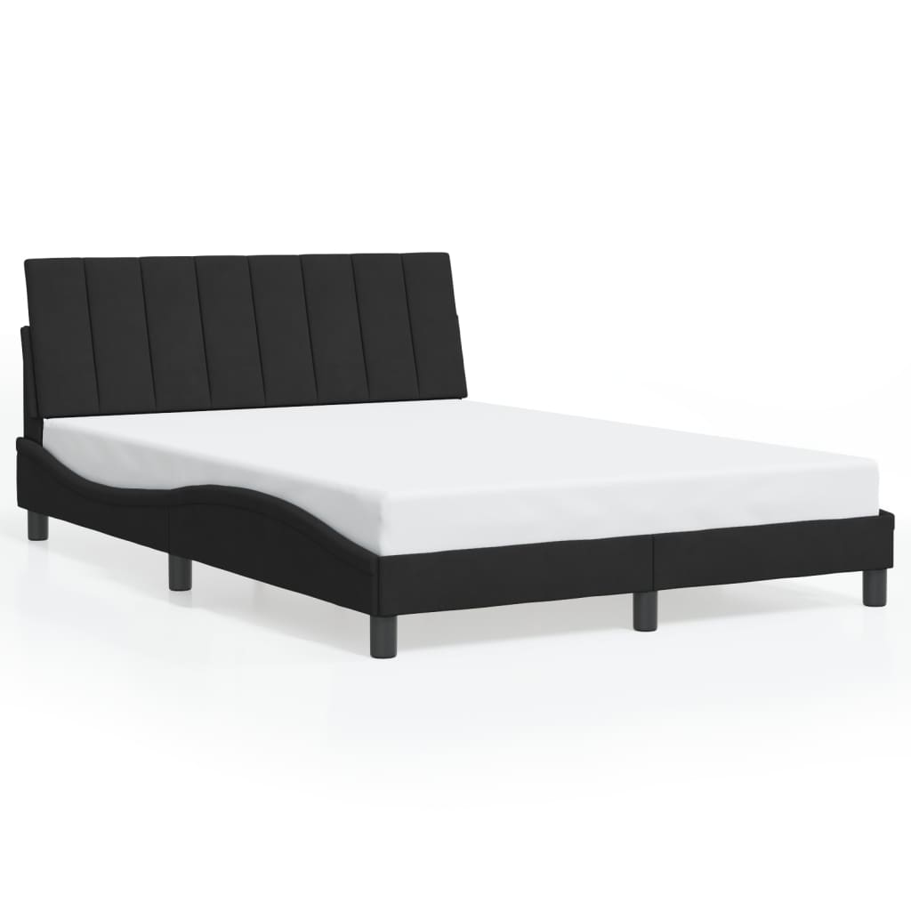 Bettgestell mit LED ohne Matratze "Hanko" Schwarz 140x190 cm Samt