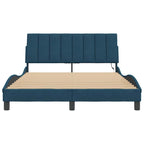 Bettgestell mit LED ohne Matratze "Hanko" Blau 140x190 cm Samt