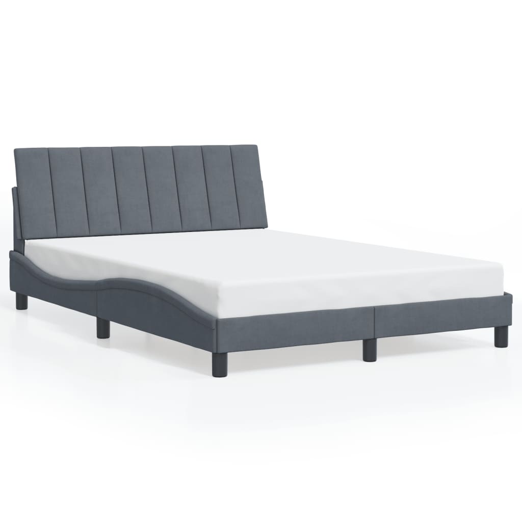 Bettgestell mit LED ohne Matratze "Hanko" Dunkelgrau 140x200 cm Samt