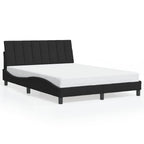 Bettgestell mit LED ohne Matratze "Hanko" Schwarz 140x200 cm Samt