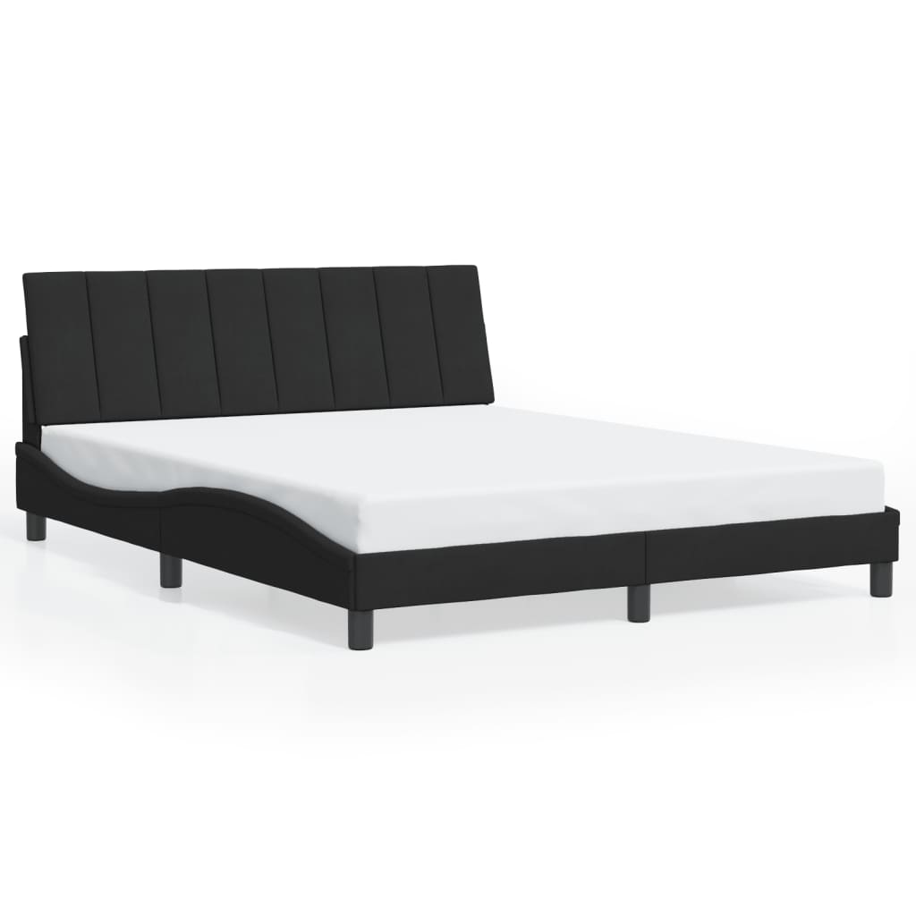 Bettgestell mit LED ohne Matratze "Hanko" Schwarz 160x200 cm Samt