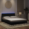 Bettgestell mit LED ohne Matratze "Hanko" Schwarz 160x200 cm Samt