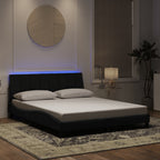 Bettgestell mit LED ohne Matratze "Hanko" Schwarz 160x200 cm Samt