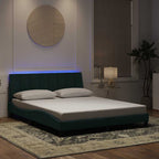Bettgestell mit LED ohne Matratze "Hanko" Dunkelgrün 160x200 cm Samt