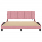 Bettgestell mit LED ohne Matratze "Hanko" Rosa 160x200 cm Samt