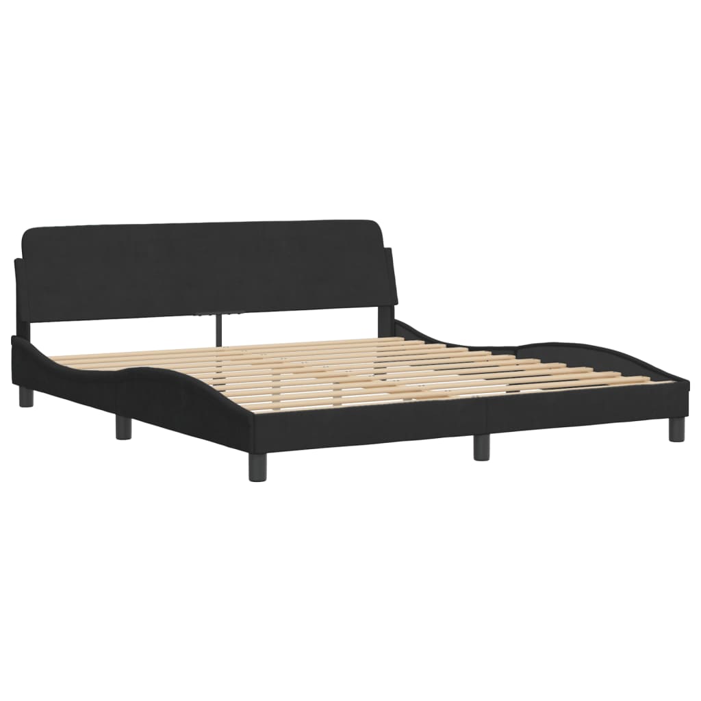 Bettgestell mit LED ohne Matratze "Hanko" Schwarz 180x200 cm Samt