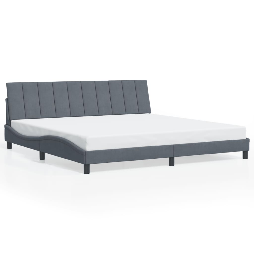 Bettgestell mit LED ohne Matratze "Hanko" Dunkelgrau 200x200 cm Samt