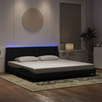 Bettgestell mit LED ohne Matratze "Hanko" Schwarz 200x200 cm Samt